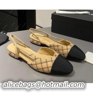 Buy Discount Chanel Quilted Lambskin Slingback Flats G31319 Beige 1121115