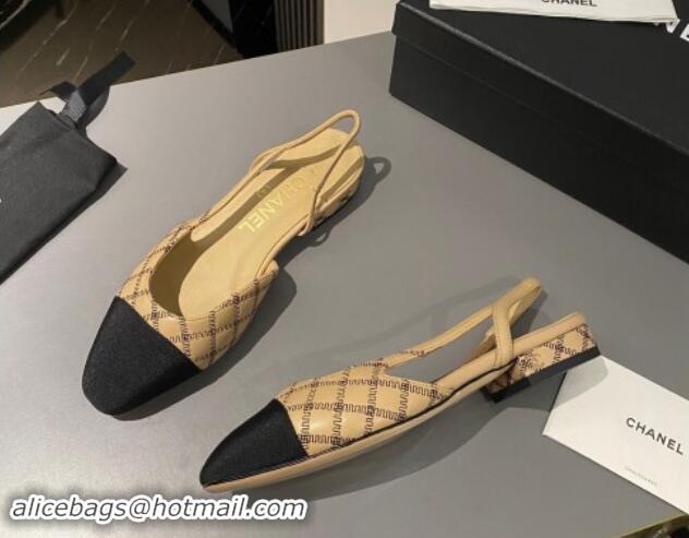 Buy Discount Chanel Quilted Lambskin Slingback Flats G31319 Beige 1121115