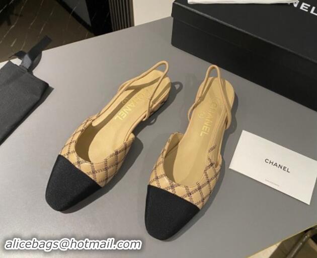 Buy Discount Chanel Quilted Lambskin Slingback Flats G31319 Beige 1121115