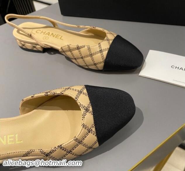 Buy Discount Chanel Quilted Lambskin Slingback Flats G31319 Beige 1121115