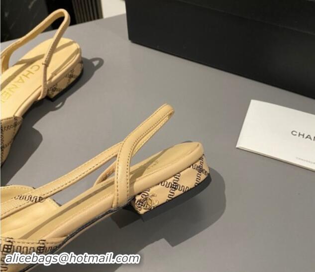 Buy Discount Chanel Quilted Lambskin Slingback Flats G31319 Beige 1121115