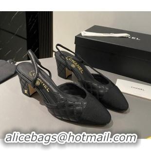 Luxury Discount Chanel Quilted Lambskin Slingback Pumps 6.5cm G31318 Black 1121116