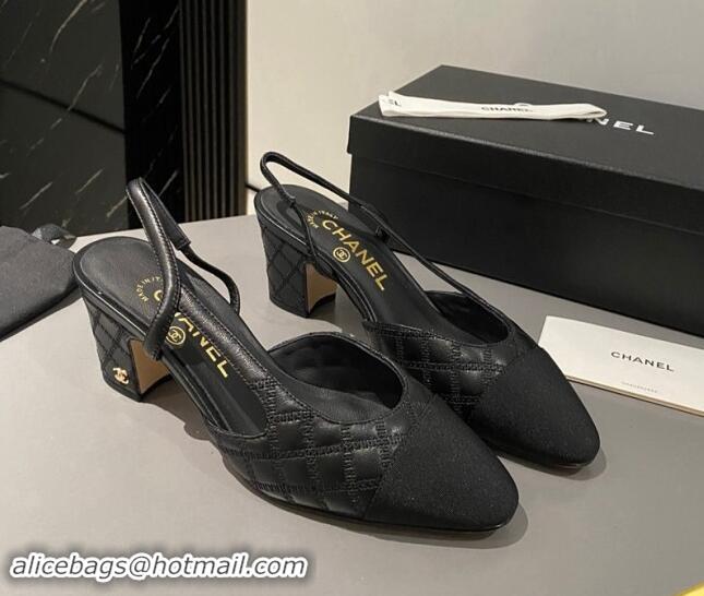 Luxury Discount Chanel Quilted Lambskin Slingback Pumps 6.5cm G31318 Black 1121116