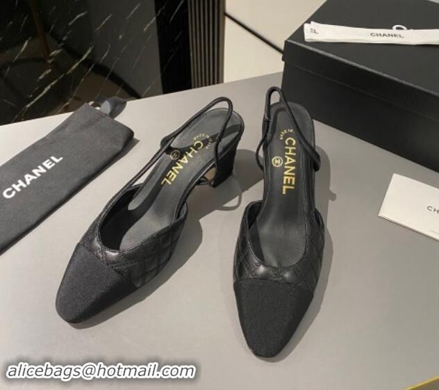 Luxury Discount Chanel Quilted Lambskin Slingback Pumps 6.5cm G31318 Black 1121116