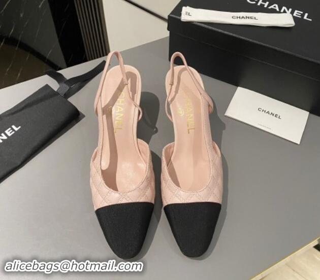 Grade Chanel Quilted Lambskin Slingback Pumps 6.5cm G31318 Light Pink 1121127