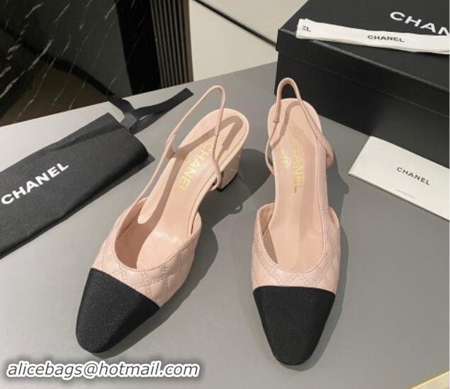 Grade Chanel Quilted Lambskin Slingback Pumps 6.5cm G31318 Light Pink 1121127