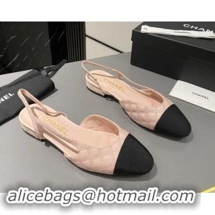 Good Product Chanel Quilted Lambskin Slingback Flats G31319 Light Pink 121128