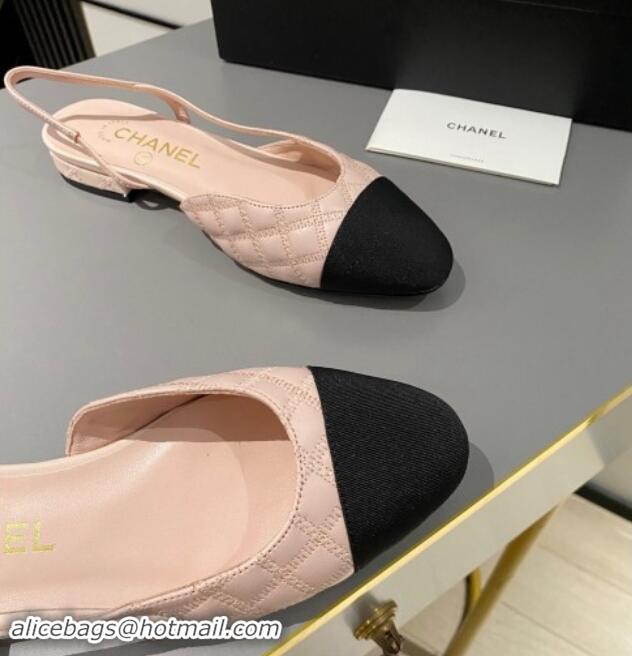 Good Product Chanel Quilted Lambskin Slingback Flats G31319 Light Pink 121128