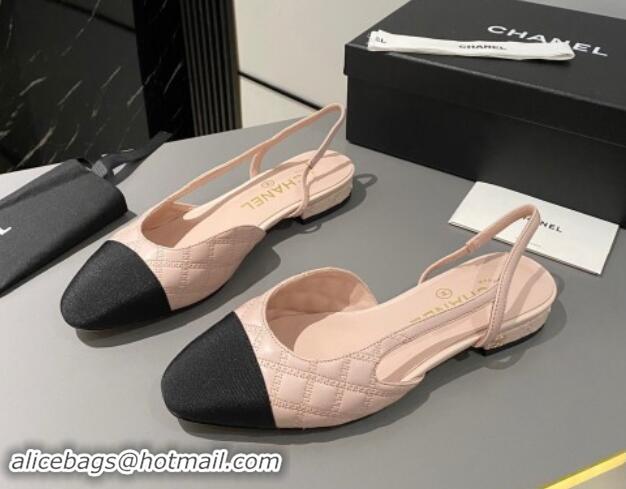 Good Product Chanel Quilted Lambskin Slingback Flats G31319 Light Pink 121128