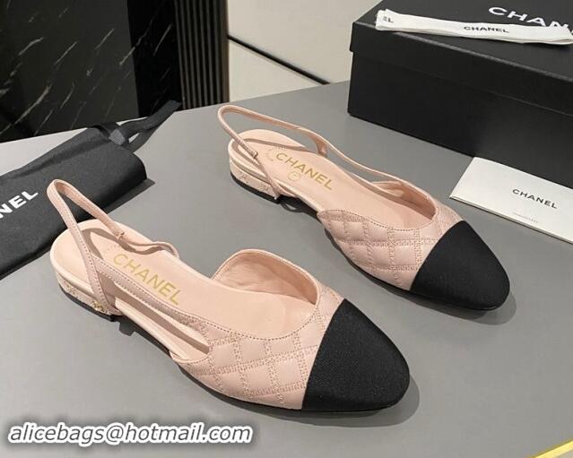 Good Product Chanel Quilted Lambskin Slingback Flats G31319 Light Pink 121128