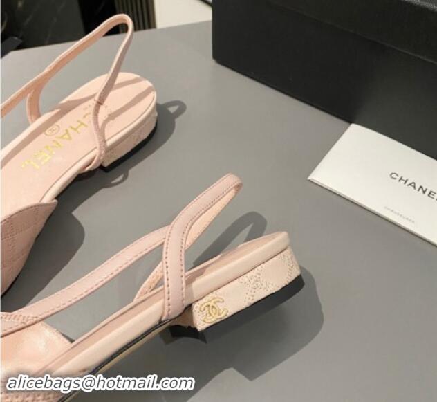 Good Product Chanel Quilted Lambskin Slingback Flats G31319 Light Pink 121128