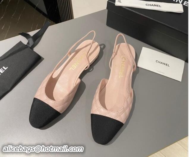 Good Product Chanel Quilted Lambskin Slingback Flats G31319 Light Pink 121128