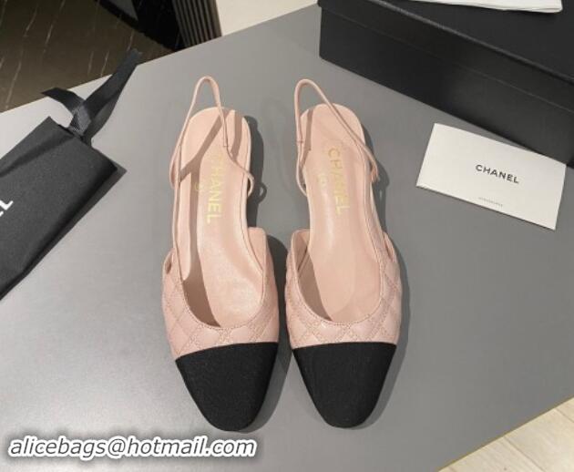 Good Product Chanel Quilted Lambskin Slingback Flats G31319 Light Pink 121128