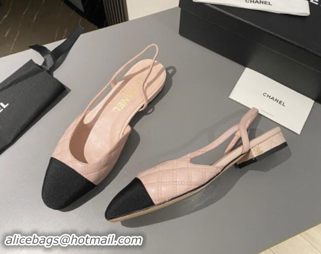 Good Product Chanel Quilted Lambskin Slingback Flats G31319 Light Pink 121128