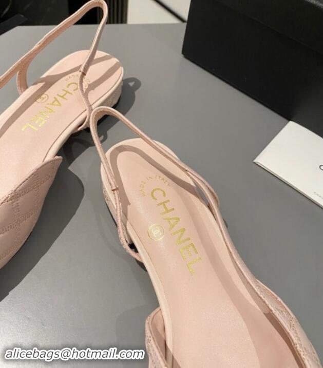 Good Product Chanel Quilted Lambskin Slingback Flats G31319 Light Pink 121128