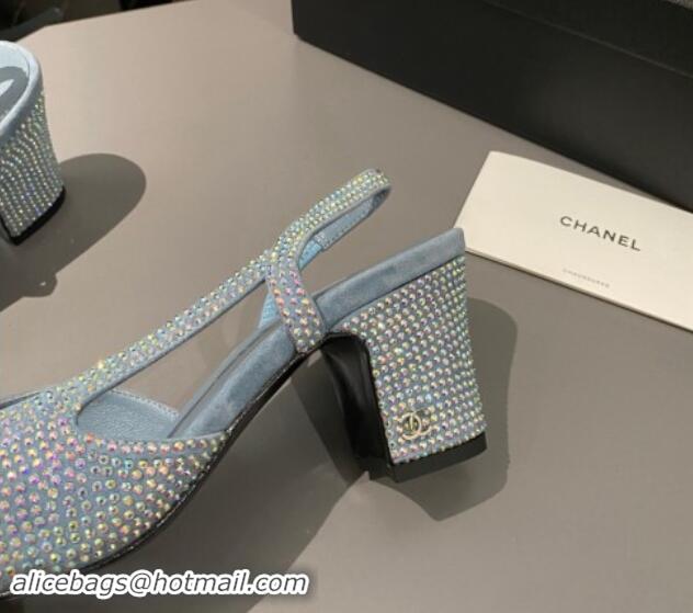 Big Discount Chanel Strass Slingback Pumps 6.5cm G31318 Blue/Black 1121129