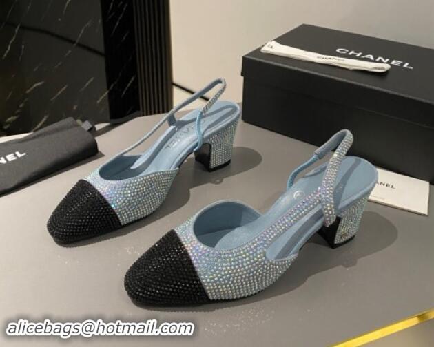 Big Discount Chanel Strass Slingback Pumps 6.5cm G31318 Blue/Black 1121129