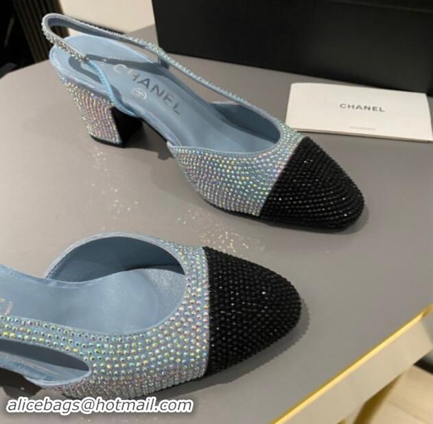 Big Discount Chanel Strass Slingback Pumps 6.5cm G31318 Blue/Black 1121129