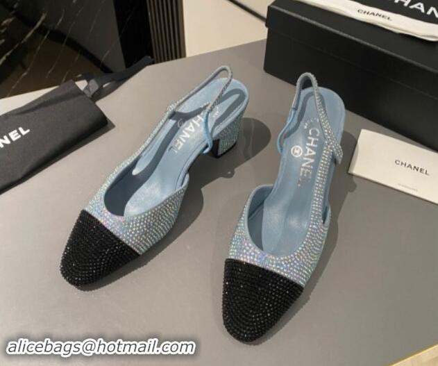 Big Discount Chanel Strass Slingback Pumps 6.5cm G31318 Blue/Black 1121129