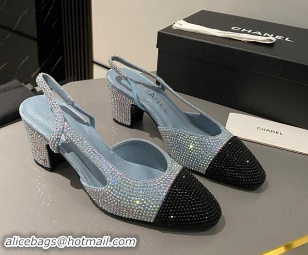 Big Discount Chanel Strass Slingback Pumps 6.5cm G31318 Blue/Black 1121129