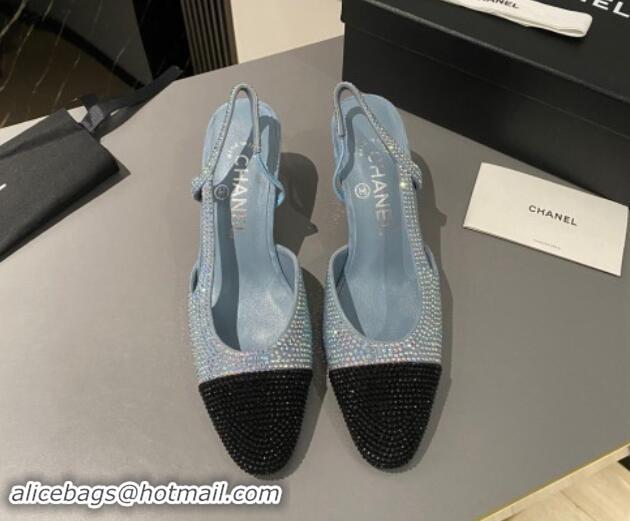 Big Discount Chanel Strass Slingback Pumps 6.5cm G31318 Blue/Black 1121129