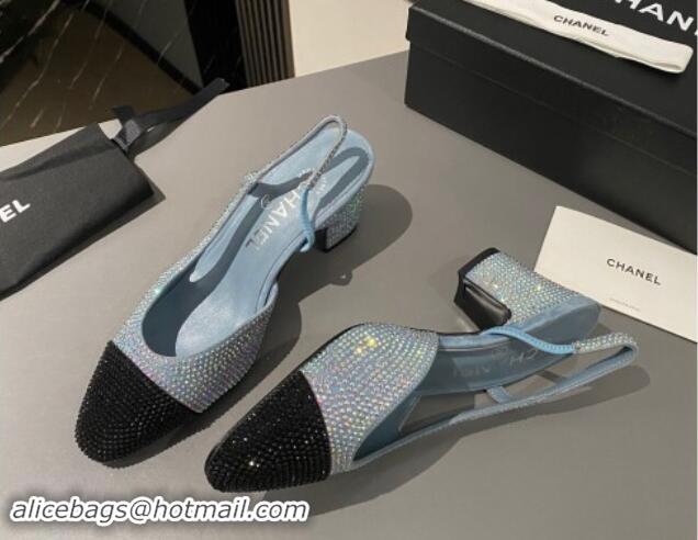 Big Discount Chanel Strass Slingback Pumps 6.5cm G31318 Blue/Black 1121129