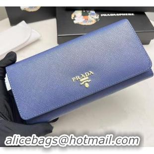 Top Design Prada Large Saffiano Leather Wallet 1MH132 Blue