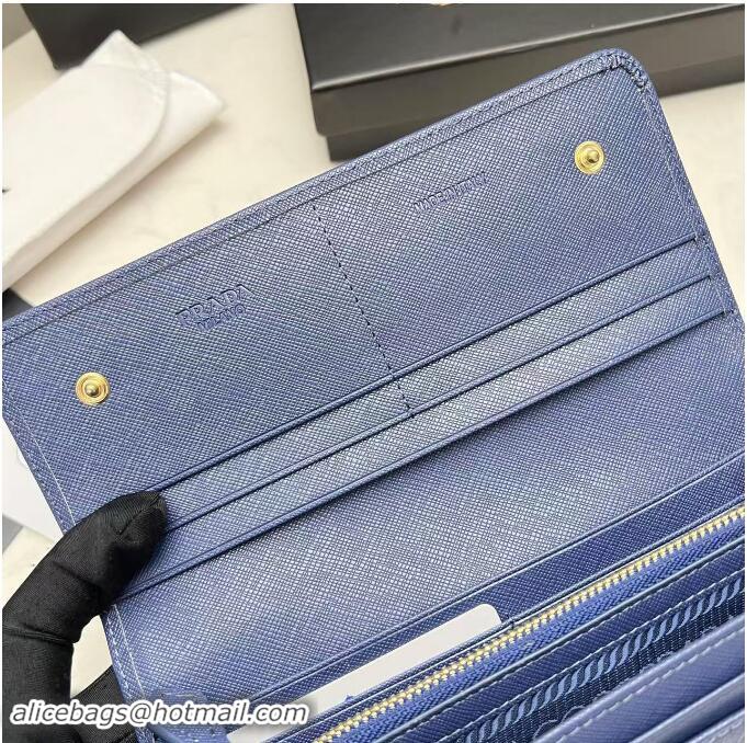 Top Design Prada Large Saffiano Leather Wallet 1MH132 Blue