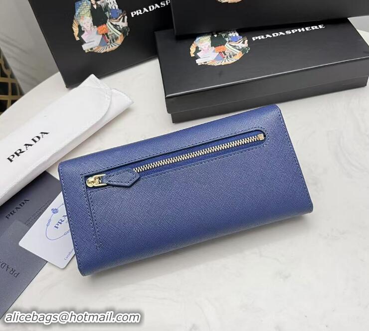 Top Design Prada Large Saffiano Leather Wallet 1MH132 Blue