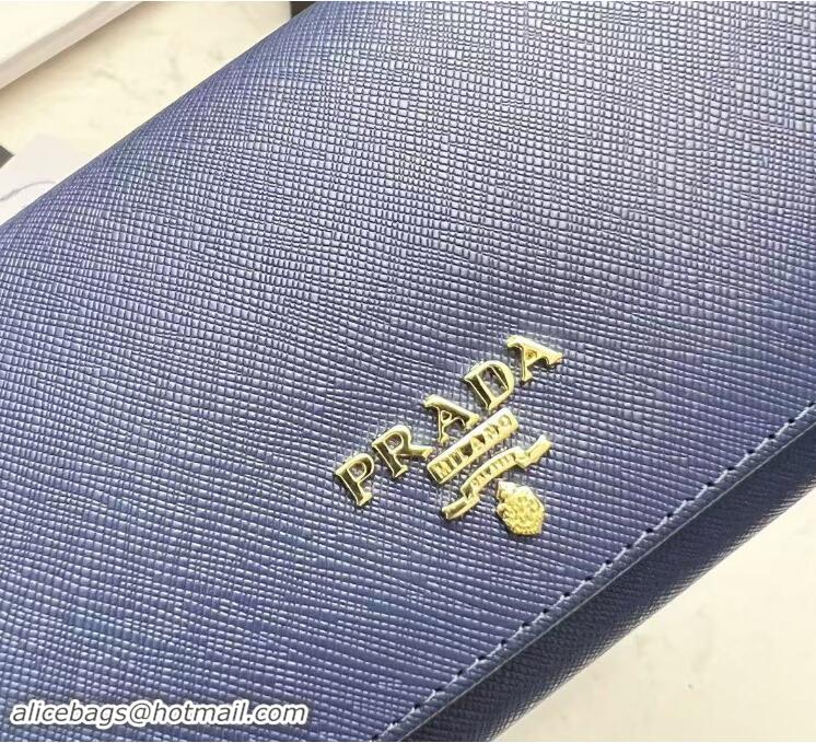 Top Design Prada Large Saffiano Leather Wallet 1MH132 Blue