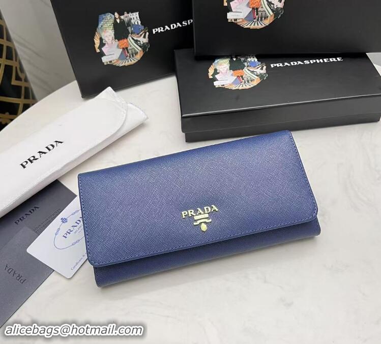 Top Design Prada Large Saffiano Leather Wallet 1MH132 Blue