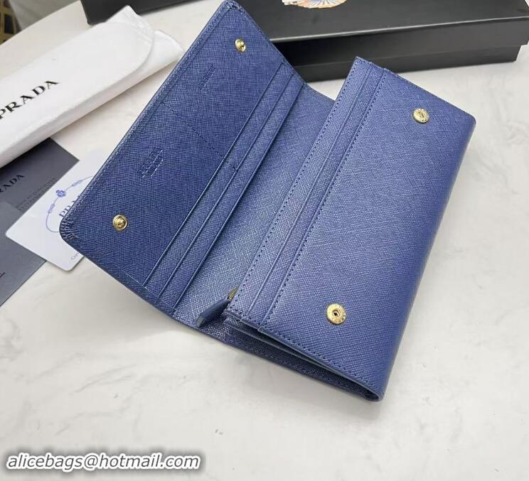 Top Design Prada Large Saffiano Leather Wallet 1MH132 Blue