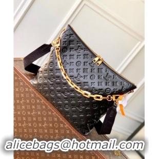 Top Design Louis Vuitton Coussin Hobo MM Bag in Monogram Leather M12068 Black 2024