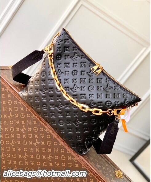 Top Design Louis Vuitton Coussin Hobo MM Bag in Monogram Leather M12068 Black 2024