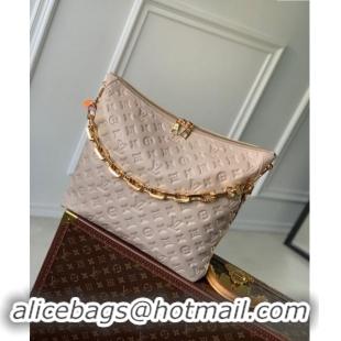 Top Design Louis Vuitton Coussin Hobo MM Bag in Monogram Leather M12071 Galeta Grey 2024