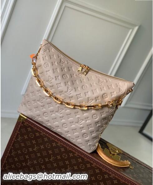 Top Design Louis Vuitton Coussin Hobo MM Bag in Monogram Leather M12071 Galeta Grey 2024