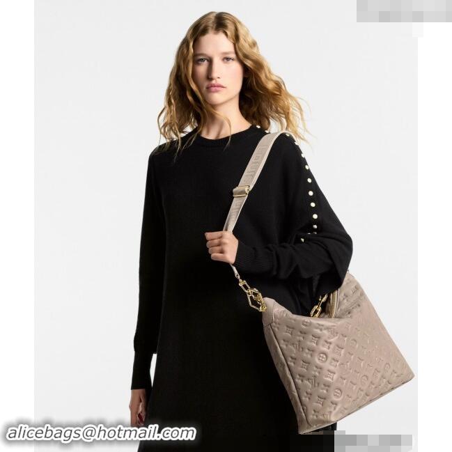 Top Design Louis Vuitton Coussin Hobo MM Bag in Monogram Leather M12071 Galeta Grey 2024