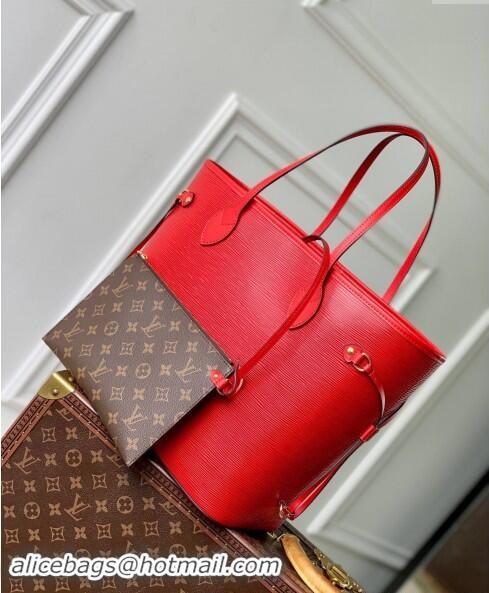 Low Price Louis Vuitton Epi Leather Neverfull MM Tote Bag M12755 Red 2024