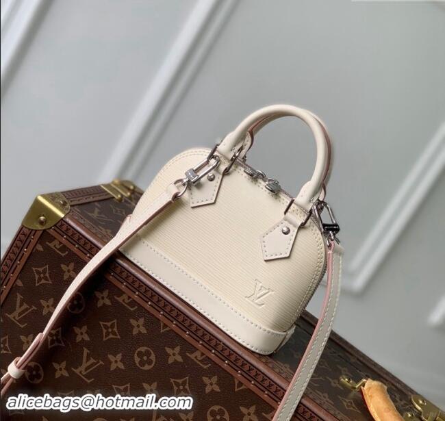 Grade Quality Louis Vuitton Nano Alma Bag in Epi Leather M82411 Quartz White 2024