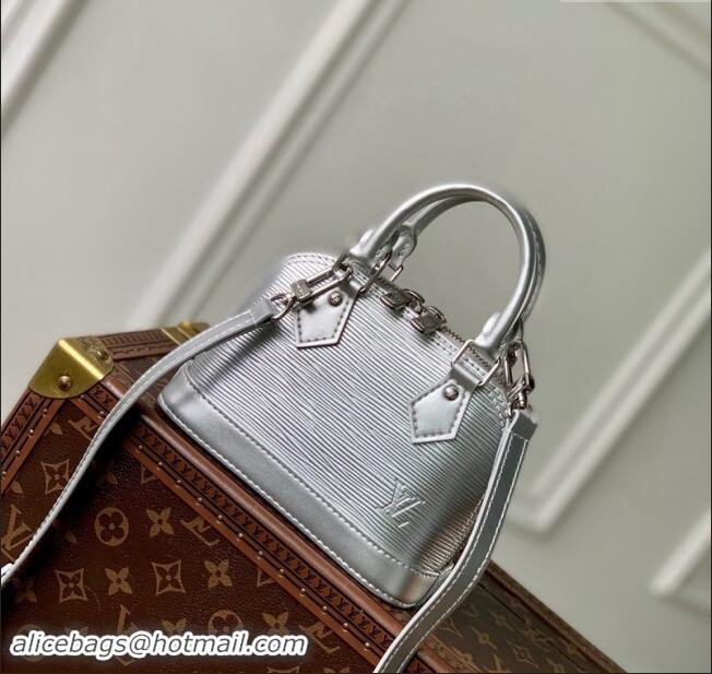 Top Design Louis Vuitton Nano Alma Bag in Epi Leather M82411 Silver 2024