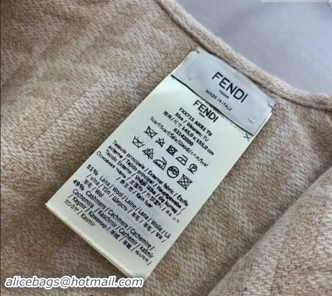 Discount Fendi Wool Cashmere FF Cape F0111 Beige 2024