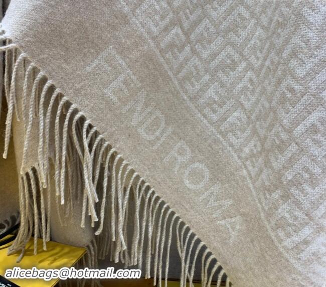 Discount Fendi Wool Cashmere FF Cape F0111 Beige 2024