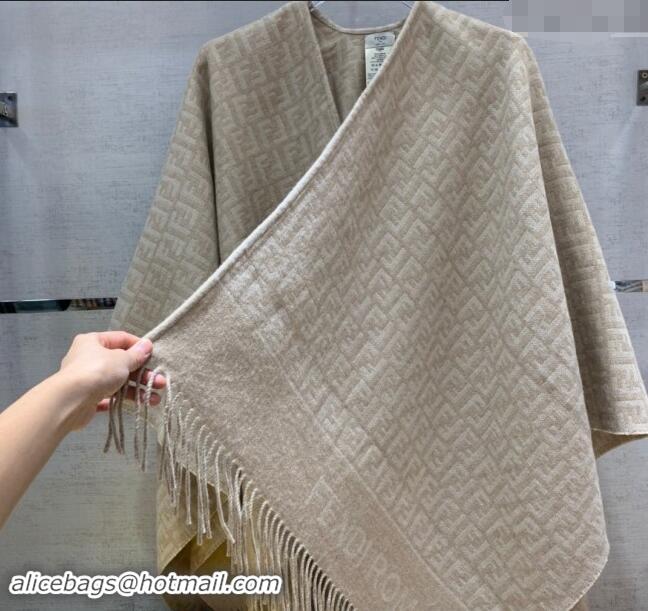 Discount Fendi Wool Cashmere FF Cape F0111 Beige 2024