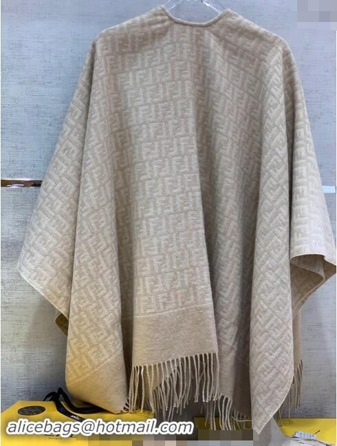 Discount Fendi Wool Cashmere FF Cape F0111 Beige 2024