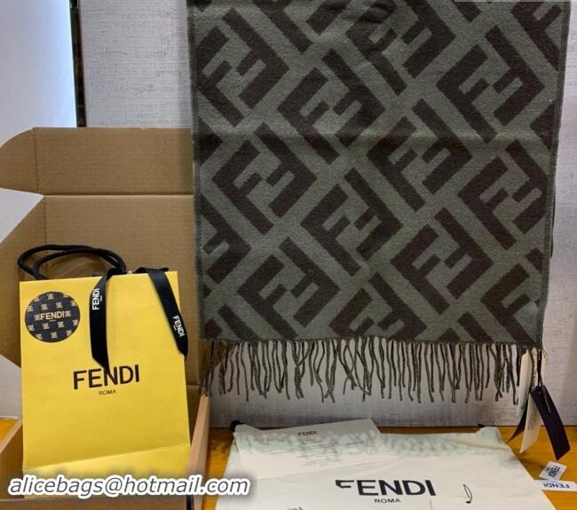 Top Quality Fendi Cashmere Long Scarf with Fringe 45x170cm F0111 Green 2024