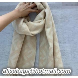 Famous Brand Fendi Cashmere Long Scarf with Fringe 45x170cm F0111 Beige/White 2024