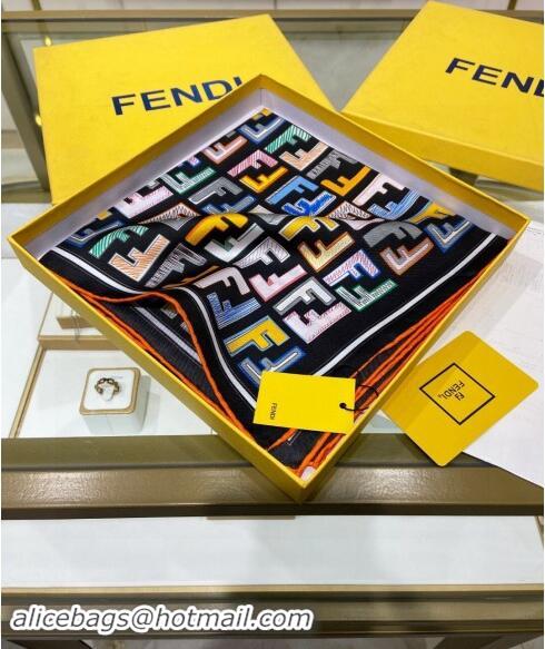 Good Product Fendi Silk Sqaure Scarf 90x90cm F0514 Black 2024