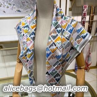 Good Product Fendi Silk Sqaure Scarf 90x90cm F0514 White 2024