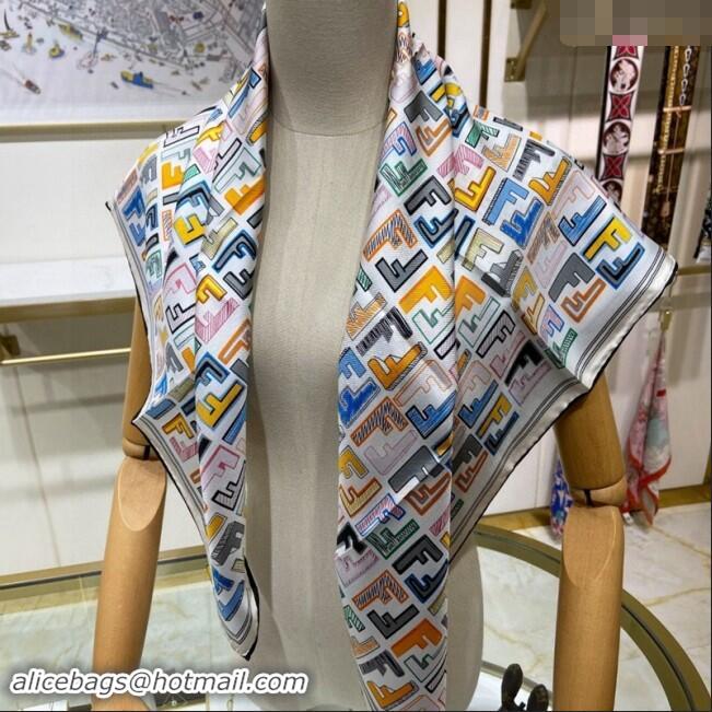 Good Product Fendi Silk Sqaure Scarf 90x90cm F0514 White 2024