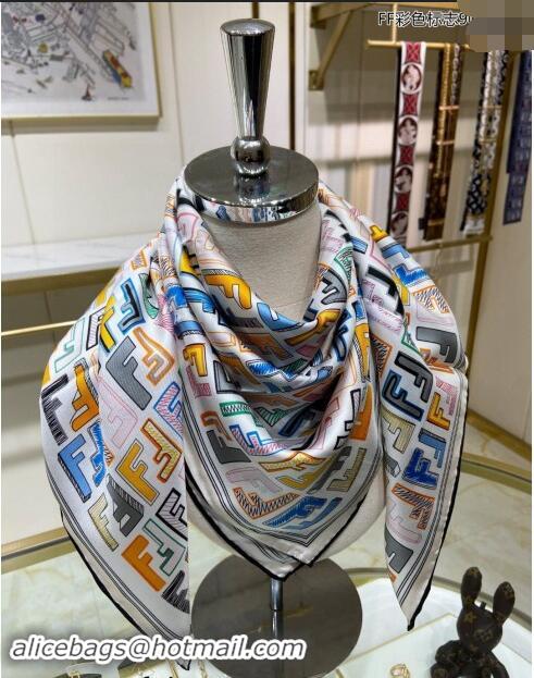 Good Product Fendi Silk Sqaure Scarf 90x90cm F0514 White 2024